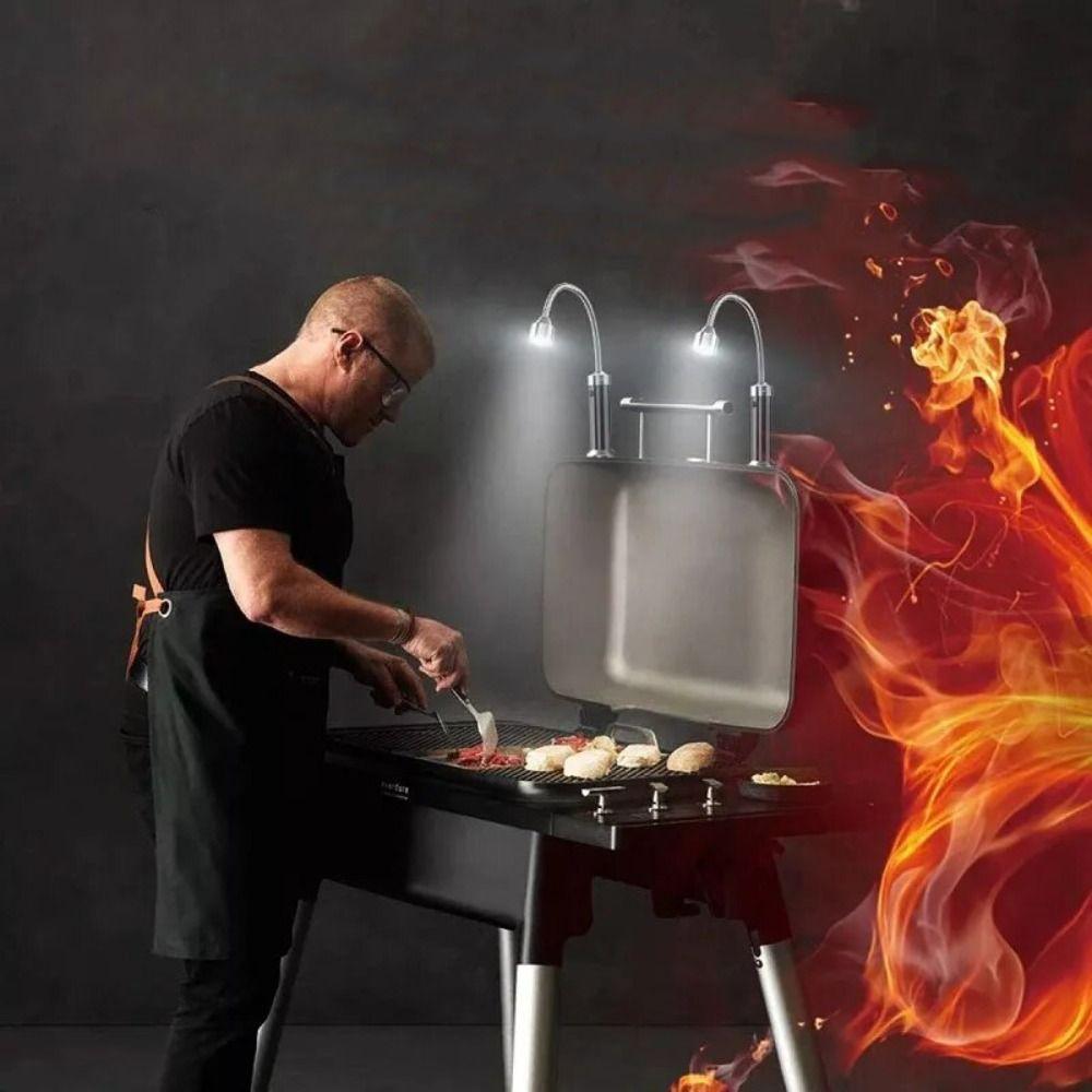 Adjustable Led Grill Light 360 Degree Lantern Barbeque Tools Gooseneck Lamps Camping