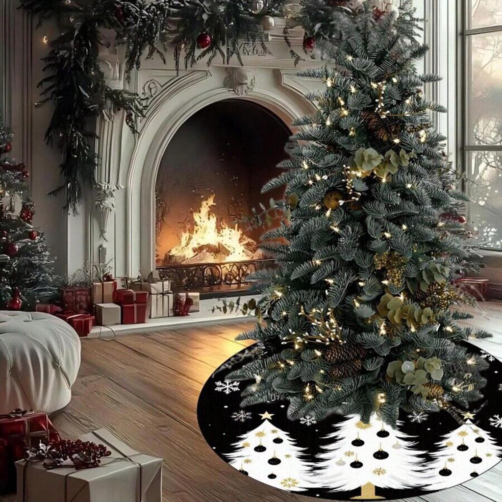 Christmas Carpet Tree Skirt Round Christmas Ornaments Christmas Tree Snowflake Tree Holiday Decorations