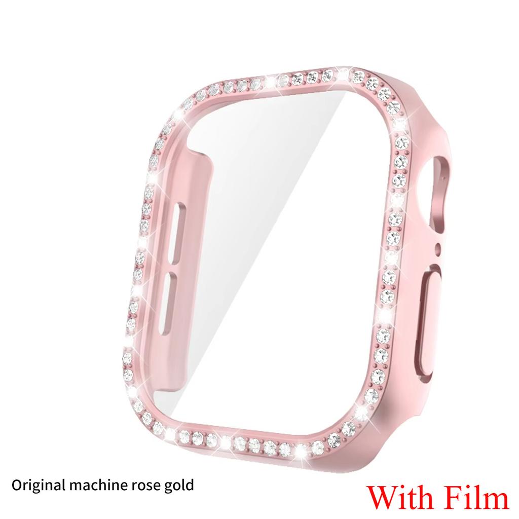 Glass+Diamond Cover For Apple Watch Case 46mm 42mm Bling Bumper Protector for iWatch Series 11 10 46 42mm Watch Case