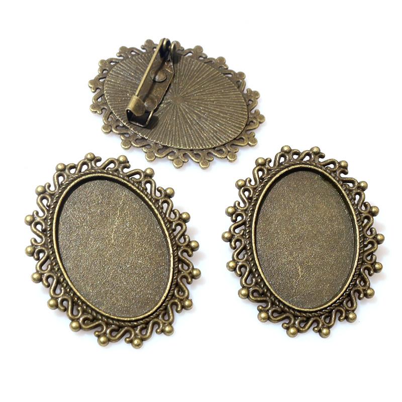 

5pcs 18x25mm Inner Size Multi Styles Brooch Cabochons Blank Base Setting Tray Bezel DIY Jewelry Making Accessories Findings