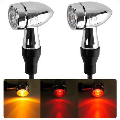 Chrome 3 In 1 Mini LED Motorcycle Turn Signal Light E Approved CNC