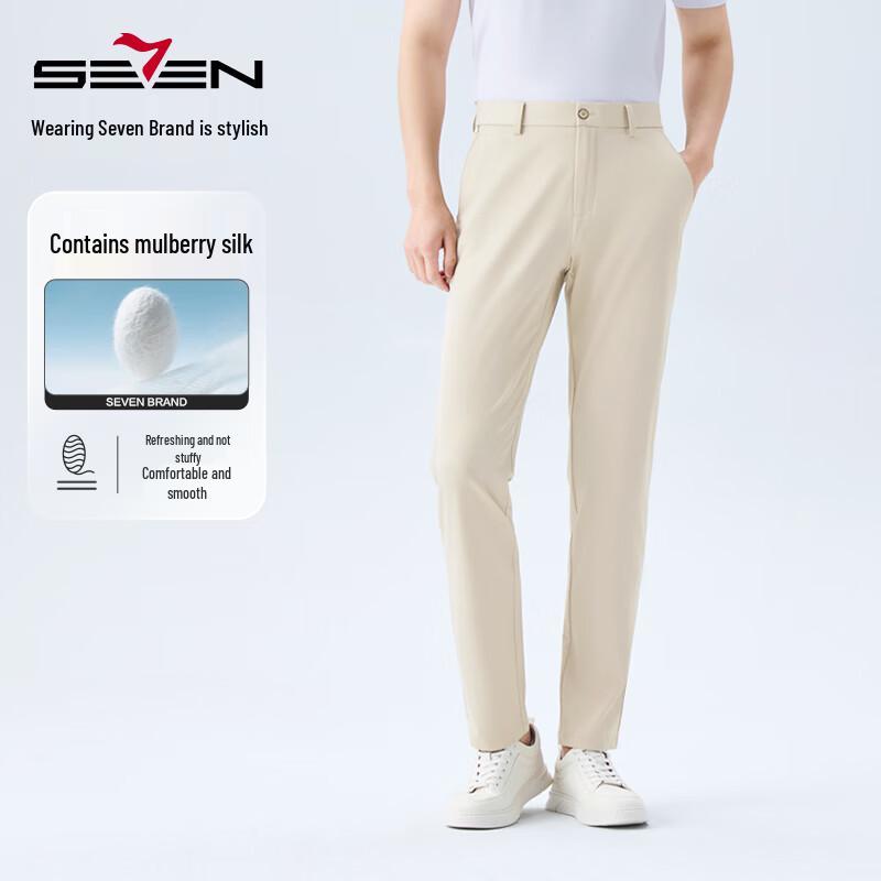 Septwolves Men's Silk Modal Blend Casual Trousers