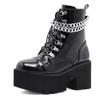 Fashion Wholesale Autumn Ankle Boots For Women Motorcycle Boots Chunky Heels Casual Lacing Round Toe Platform Boots Shoes Female
