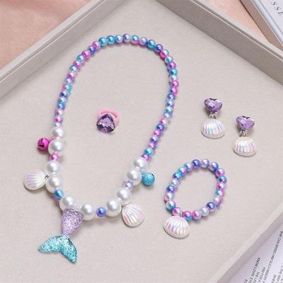 Ensemble Collier Bracelet Queue de Sirène Coquillage pour Petites Princesses - Accessoires de Bijoux pour Enfants