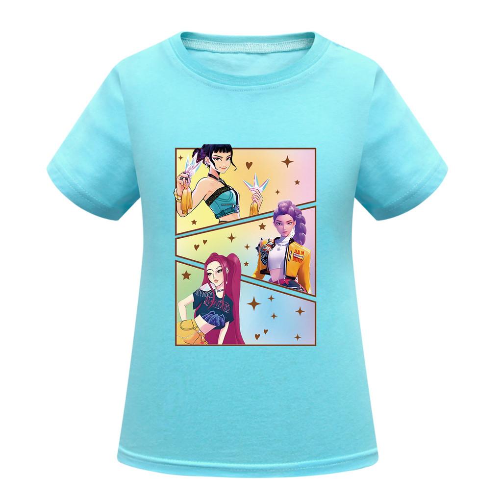 Kids Girls Anime Cartoon K-POP Rumi Zoey Mira Printed Casual Short Sleeves T-Shirt Top