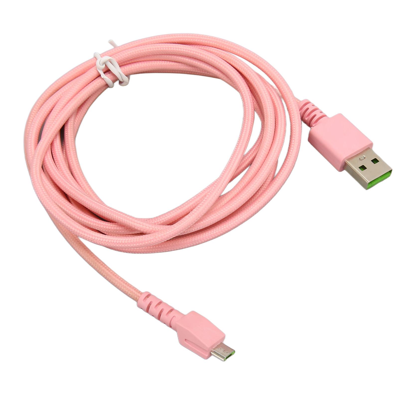 

USB Mouse Charging Cable Weaved Wireless Gaming Mouse Charging Cord for Razer Naga Pro DeathAdder V2 Pro Basilisk 6.6ft розовый