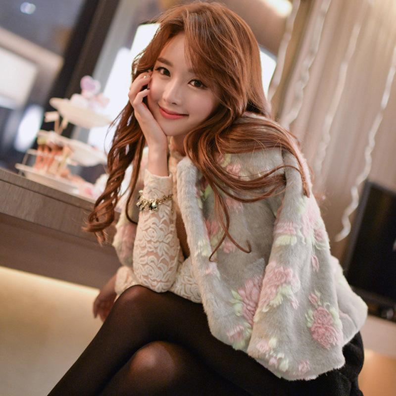 Rabbit fur jacket women's short winter clothing new plush imitation fur integrated Rex rabbit fur casual