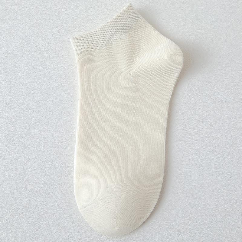 Women's Low-Cut Pure Cotton Breathable Socks - Spring/Autumn, Sweat-Absorbent, Odor-Resistant, Thin Summer Style, White