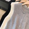 Vest for Women Cotton Autumn Sleeveless Tops Knitted Sweater Solid Color Lace Casual Vest Coat
