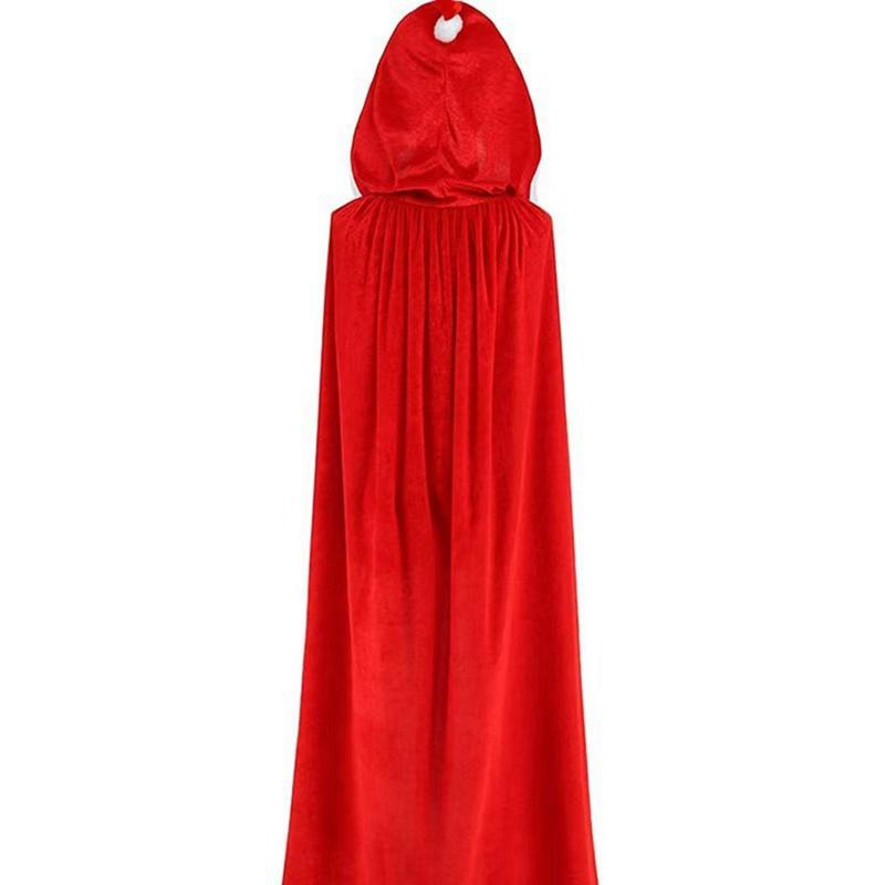 Christmas Poncho Adult Kids Hooded Poncho Short Fleece Role Play Poncho