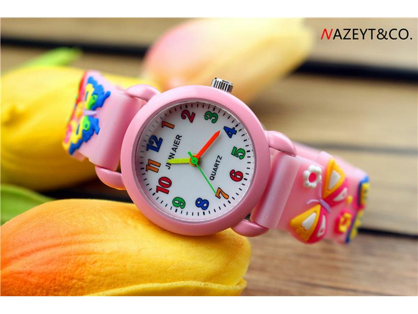 3D Kids' Quartz Butterfly Watch - Silicone Band for Elementary Students