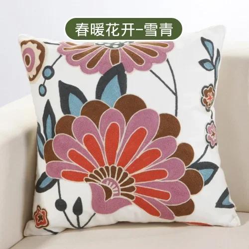 Cotton Ethnic Style Embroidery Pillow Case Car Pillow Cover Sofa Large Cushion Cover 45x45cm Luxury Pillow Case