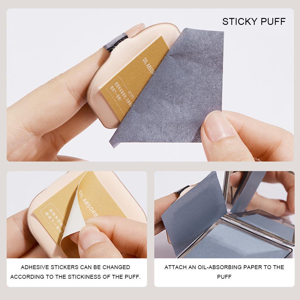 100 Sheets Oil Control Paper with Case & Powder Puff Oil Absorbing Sheets Bamboo Charcoal Face Oil Blotting Sheets for Oily Skin