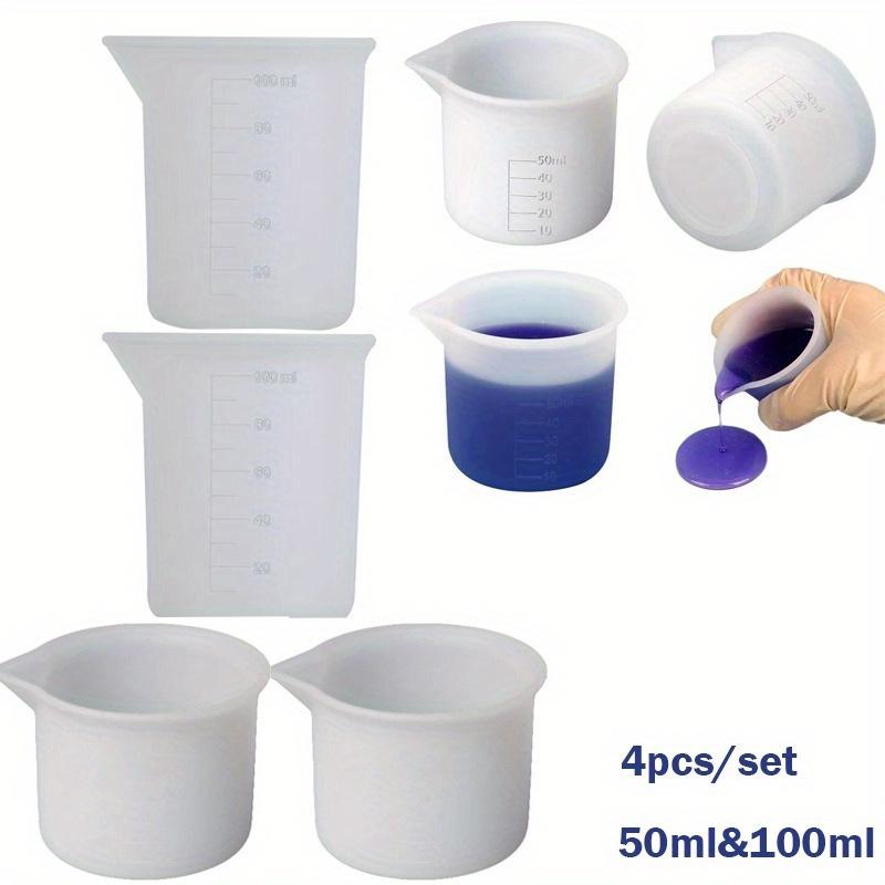 4pcs/set 50ml 100ml Silicone Measuring Cup Transparent with Scale Food-Grade Separating Cups DIY Cake Epoxy Resin Jewelry Making Tools