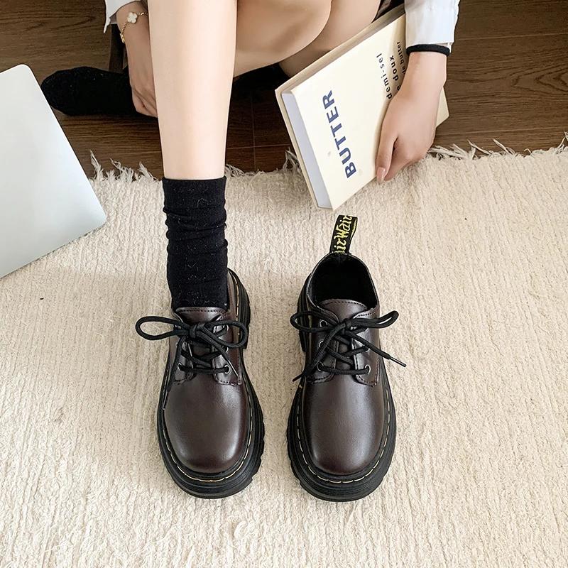 Ladies Shoes Front Lace-up Women's High Heels Fashion Round Toe Office and Career New Plus Velvet Heels Women