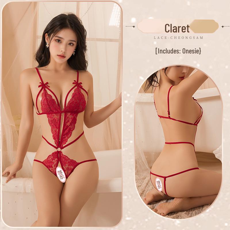 Body din dantelă cu design decupat și crotch deschis