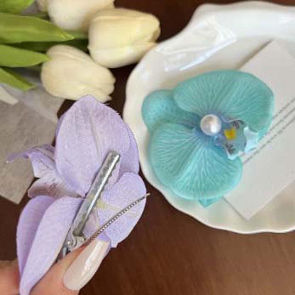 Bohemian Style Butterfly Orchid Hair Clip Sweet Women Side Clip Simple Orchid Flower Hairpin  Party