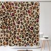 3D Modernes Leopardenmuster Duschvorhänge Badezimmerdeko Badvorhänge Set Rutschfeste Badematten Podestteppich WC-Sitzbezug