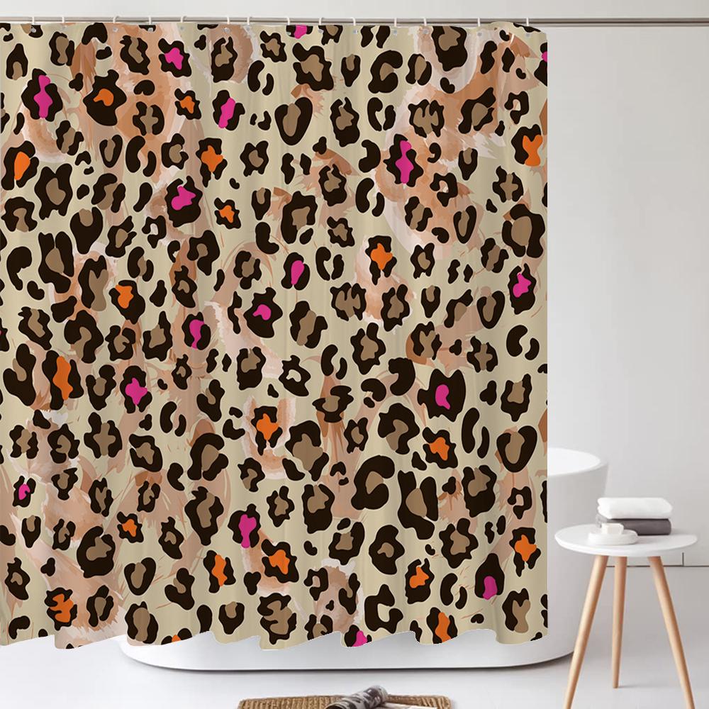 3D Modern leopard Pattern Shower Curtains Bathroom Decor Bath Curtains Set Non-slip Bath Mats Pedestal Rug Toilet Seat Cover