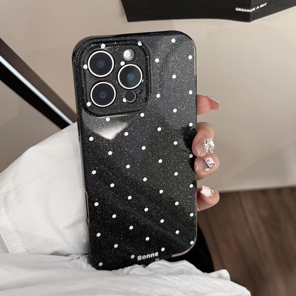 Simple Polka Dots Suitable for Apple 16 Promax Mobile Phone Case Iphone15 Personality 14 Glitter 13 High End Retro