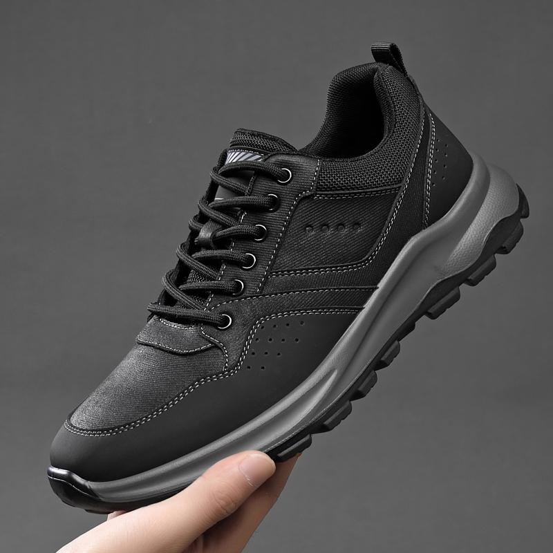 Fashion Leisure Walk Leather Sneakers Comfortable Casual Shoes Comfy Men's Trainers Lace Up Treking Footwear Outdoor Male Sports Shoes