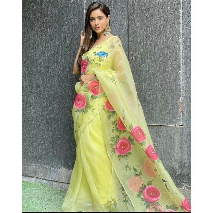 Stylish Casual Wear & Office Wear Saree for Women, Blouse (Need To Be Stitched As Per Size And Fit)