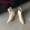 Fashion Pointed Toe Modern Ladies Ankle Boots With Wedges Shoes Fashion Elastic Women Short Stretch Boots Female Zippers Shoes