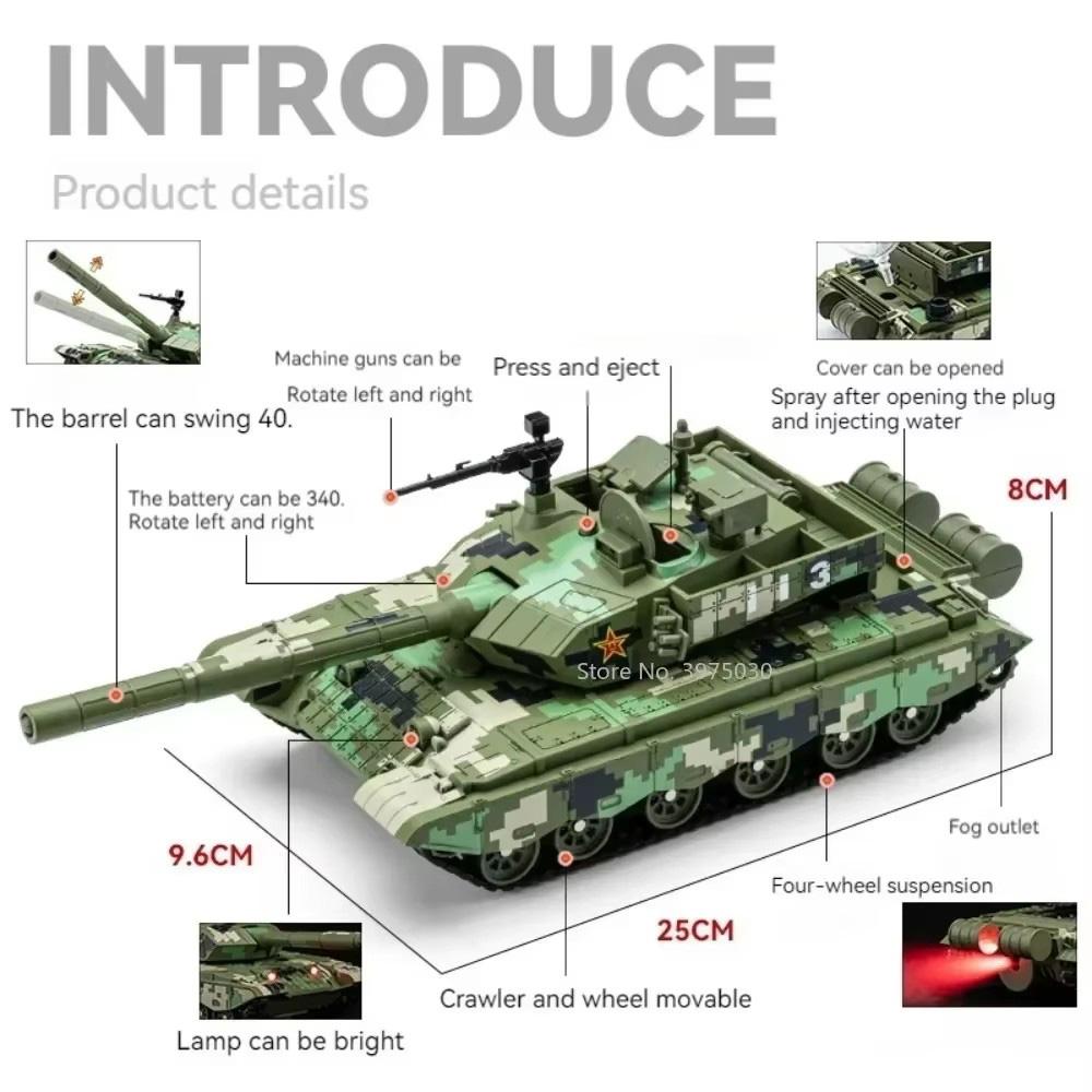 1:32 Tank T99A Military Armored Toys Diecast Alloy Simulation Cars Model with Pull Back Sound Light Toys Vehicles Children Gifts
