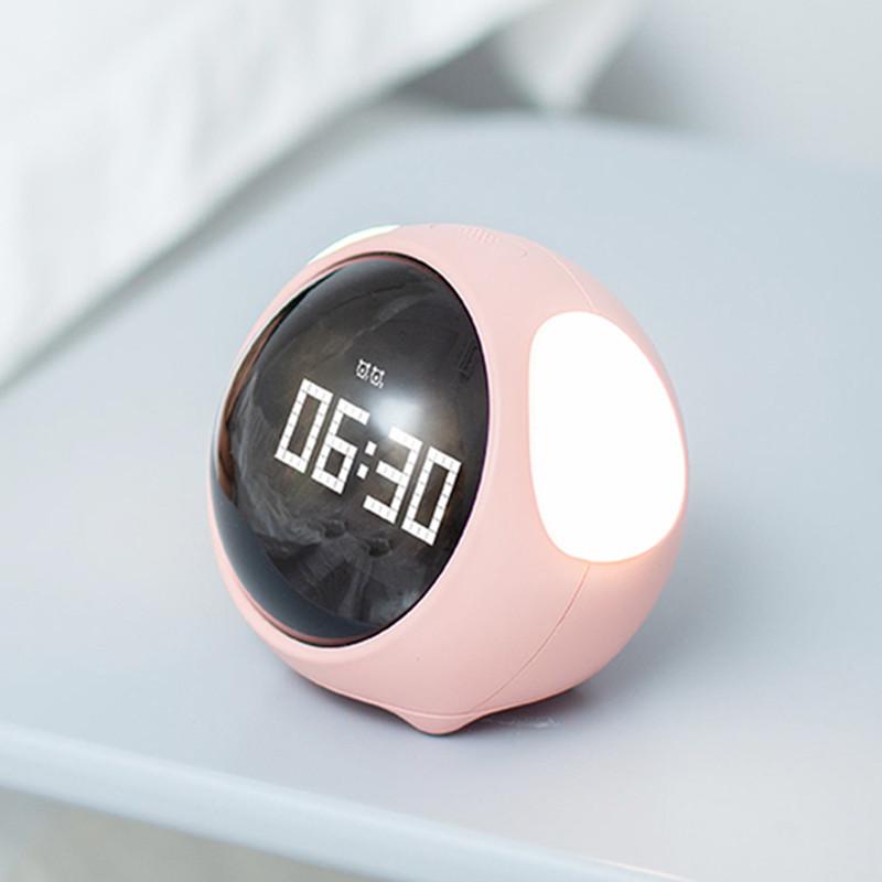 Children's LED Pixel Alarm Clock with Smart Night Light and Snooze Function for Students