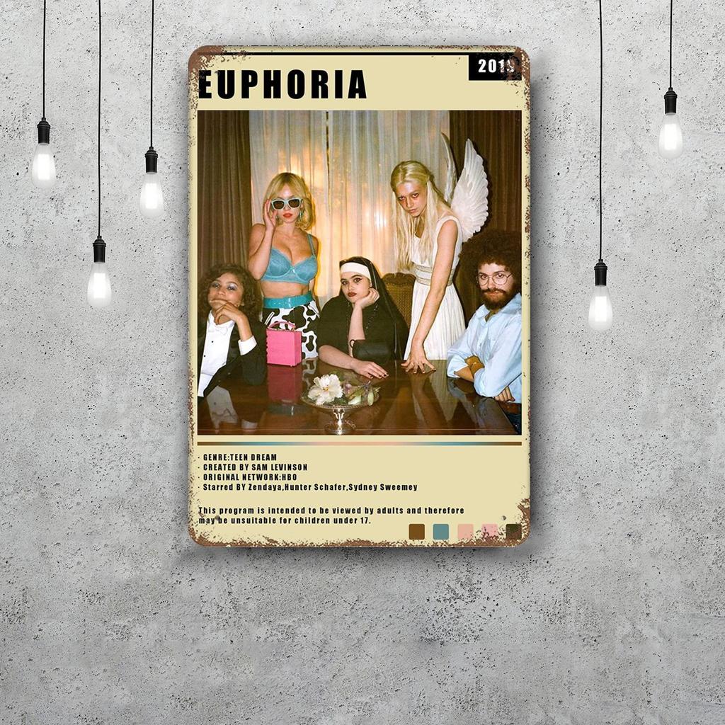euphoria TV drama Decor Poster Vintage Tin Sign Metal Sign Decorative Plaque for Pub Bar Man Cave Club Wall Decoration
