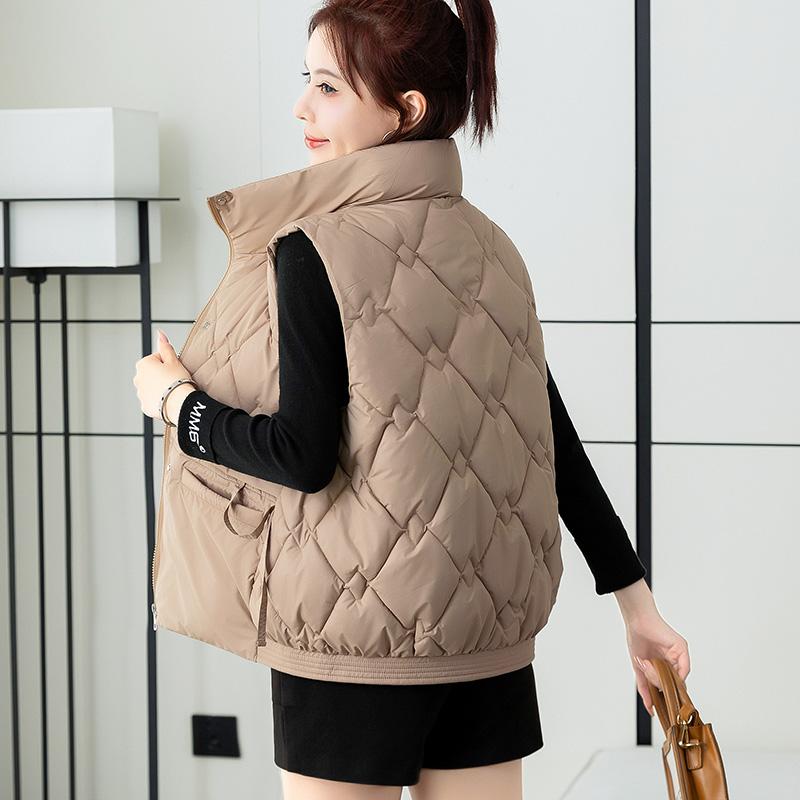 Fashionable and Warm Women's Winter Down Jacket with Stand Collar and Loose Vest