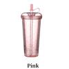 14.8oz Star Clear Tumbler With Straw Reusable Transparent Double-layer Water Bottle For Coffee Milk DIY Smoothie Cup Drink green