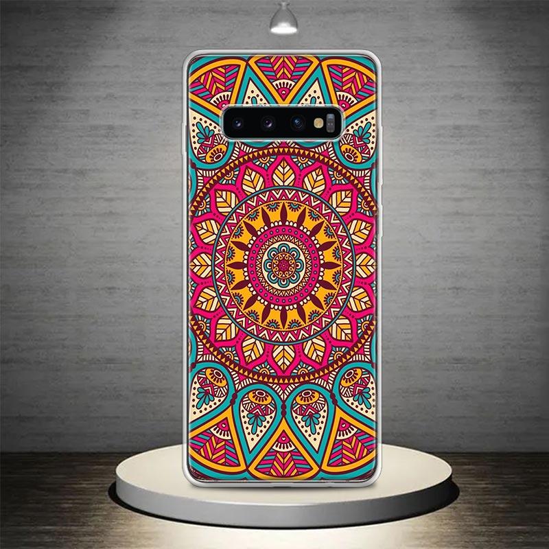 Totem Mandala Colorful Flower Phone Case Shell for Samsung Galaxy S22 S23 S24 S25 Ultra S21 FE S20 Plus S10 + S25Edge Soft Patte