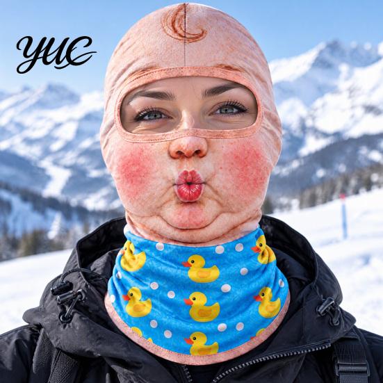 Funny Face Balaclava Baby Mask, Breathable Ice Silk Cover, Anti-Slip Covering Full Protection Neck Gaiter for Outdoor Cycling Riding Sun Mask