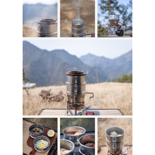 CAMPING MOON Sierra Steamer, Sierra Cup, Steamer, Steamed Dim Sum, Mini Steamer, Stainless Steel 304, 12cm, S362