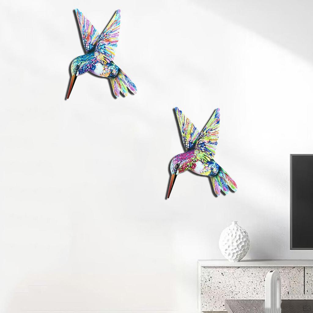 Hummingbird Metal Wall Art Decor Crafts Colorful Ornament Hanging Decoration for Hallway