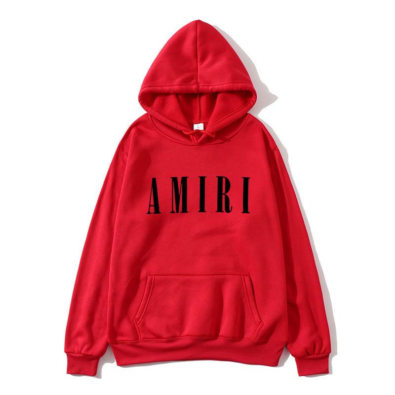 Autumn Winter Fleece Men's Amiri Hooded Loose Fit Trendy Brand Hoodie