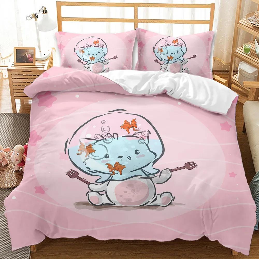 Dinosaurier Bettbezüge Kissenbezüge Sets Polyester Liebliches Design 3D Cartoon Bettdeckenbezug Kundenspezifisch bedrucktes Bettwäscheset Queen Size