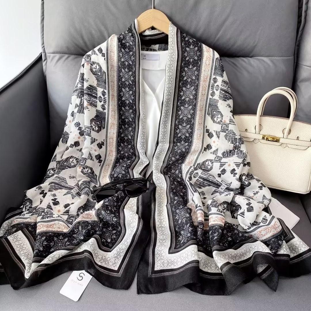 

Роскошный новый женский хлопковый шарф, большие шали, пашмина, хиджаб, платок, эшарп, брендовый дизайнерский принт, женские пляжные платки