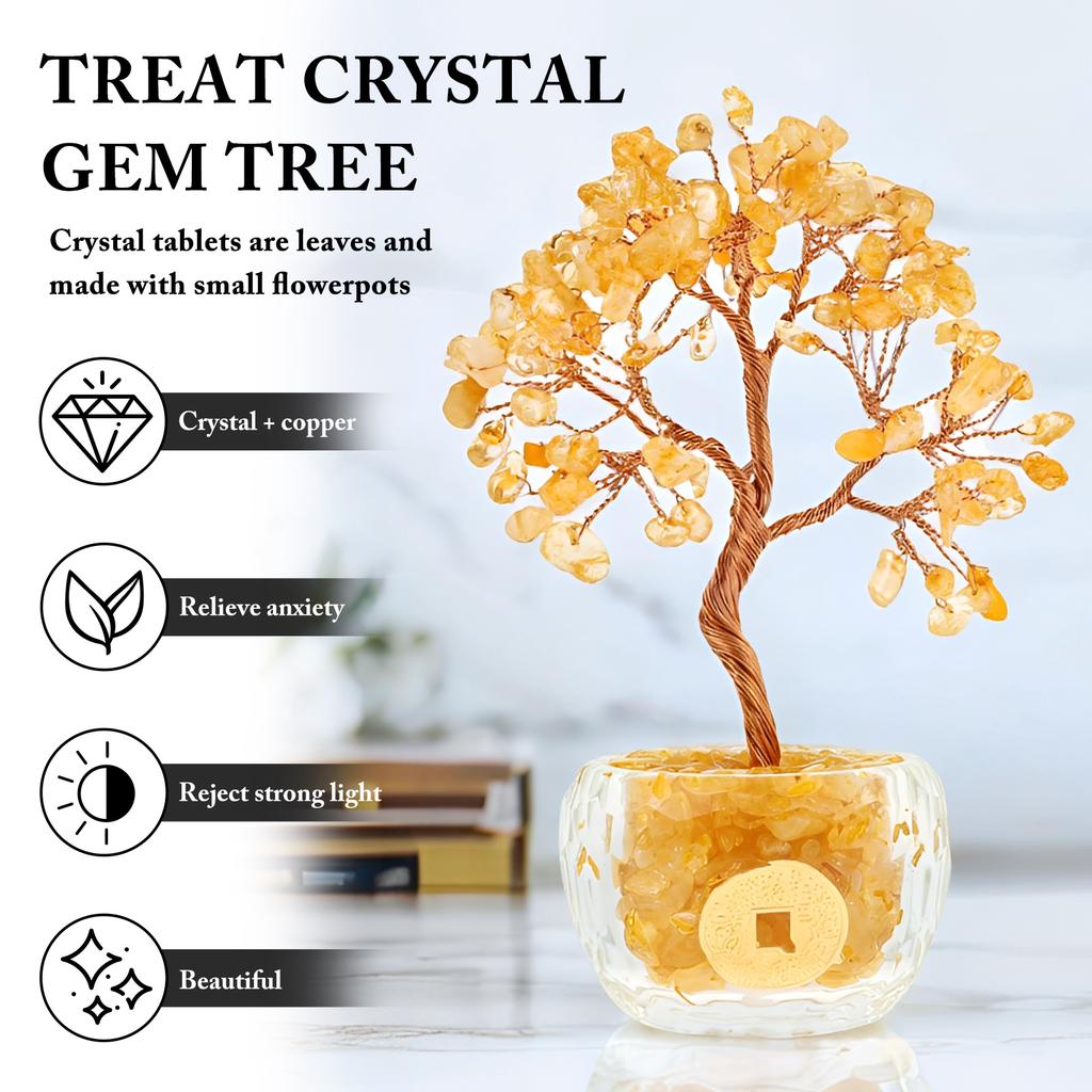 1 Pc Natural Crystal Tree Handmade Tree Copper Wire Life Small Bowl Flowerpot Base Quartz Plant Decor for Living Room Home Decor