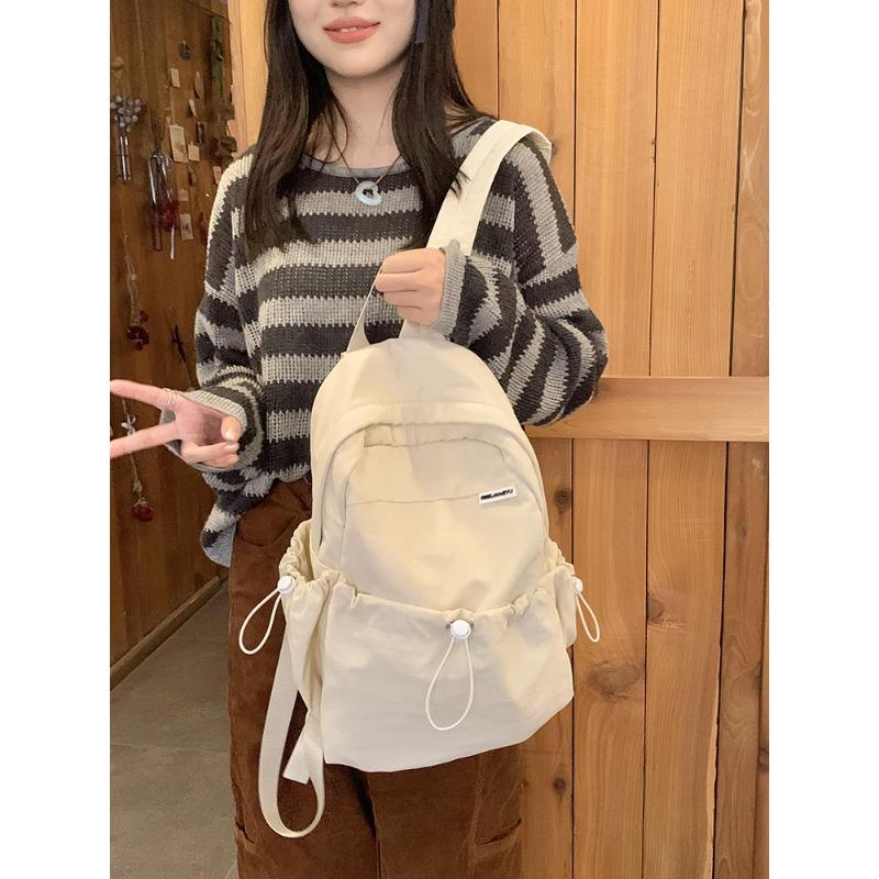School bag new casual backpack travel versatile solid color light large capacity student bag