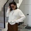 Europe and the United States hot-selling soft knitted cardigan women's 2026 new retro buckle gray sweater jacket ins wind