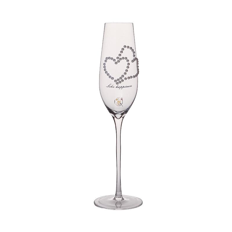 Luxury Diamond Heart Champagne Glasses Set Crystal Glass Highball Cup with Rhinestones Gift Box