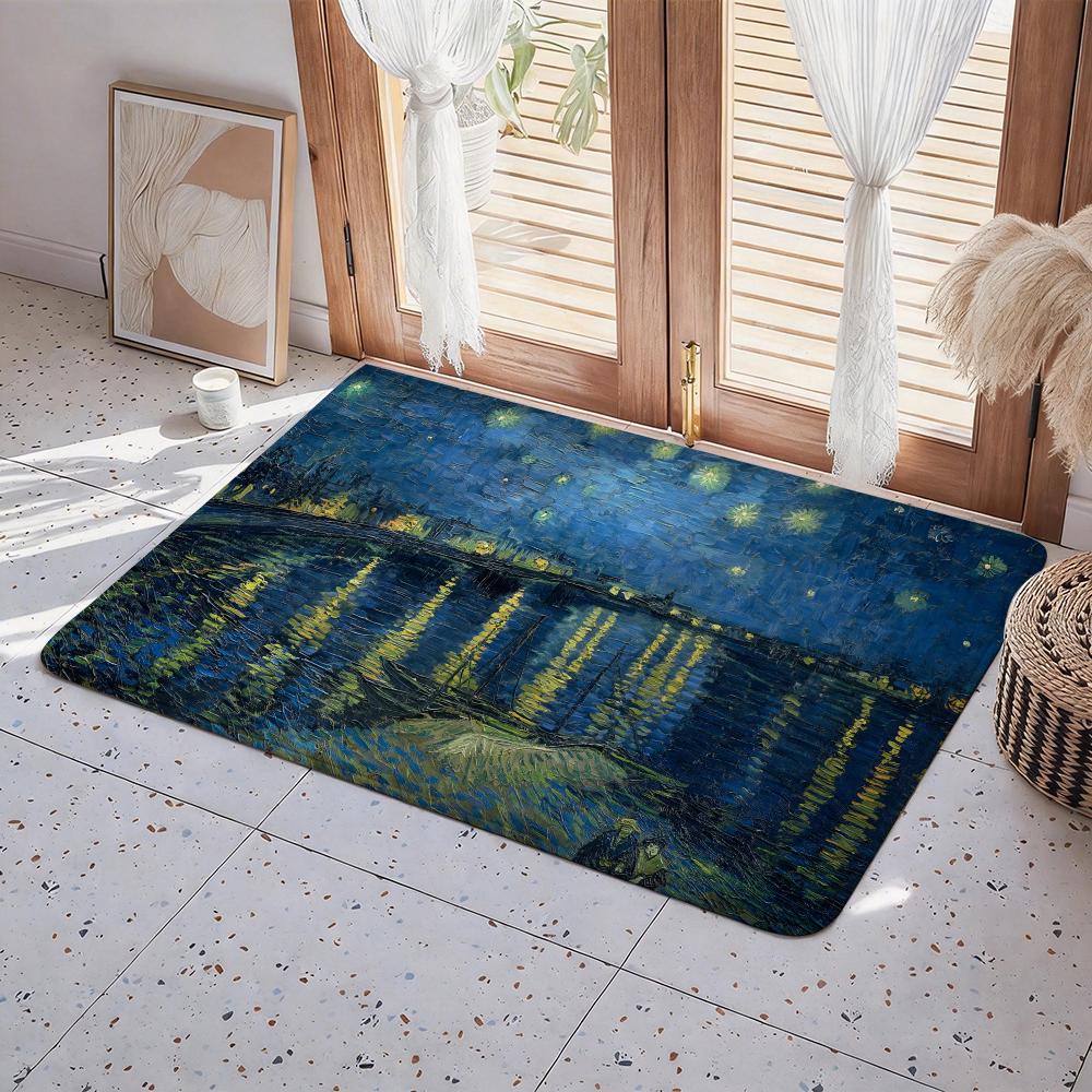 Pretty Famous V Van Gogh Art Floor Mat Eco  Flannel Doormat Non Slip Odorless Indoor Floor Rug Soft Short Plush Home Mat