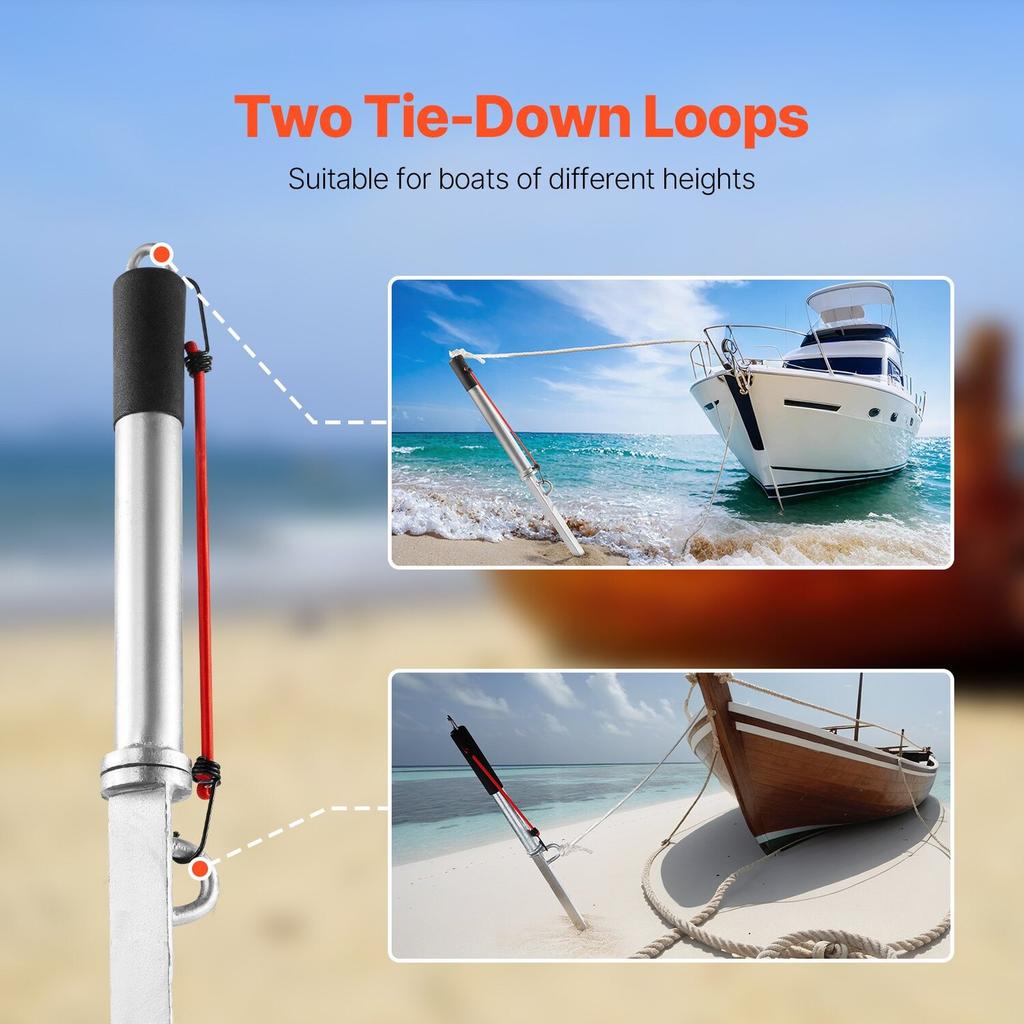 Sand Spike Boat Anchor, 90 cm Slide Anchor Shore Spike, Galvanized Carbon Steel Boat Shore Anchors, Shallow Water Beach Anchors, for Securing Jet Ski