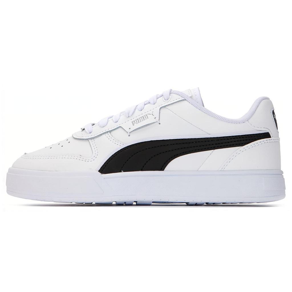 PUMA Caven Dime Cow Split Leather Casual Breathable Low top Skateboard Shoes Unisex White Black 384953-04
