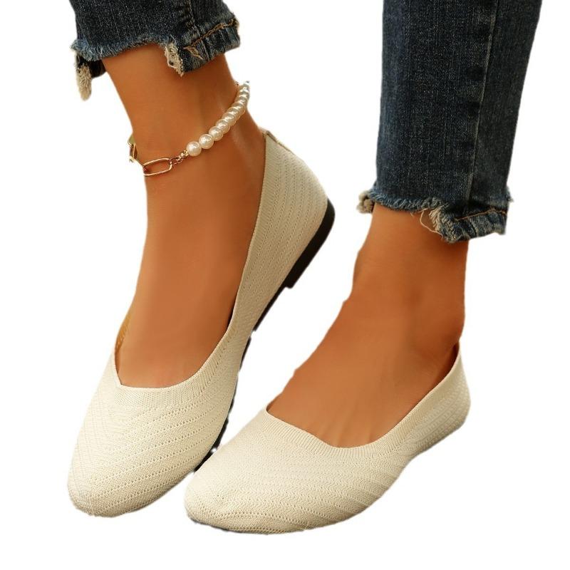 Large size single shoes women's spring and autumn new round head foot cover fly woven mesh lazy one pedal casual single shoes
