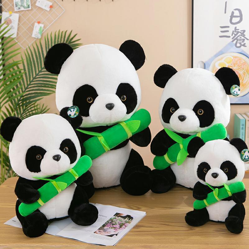Cute Panda Plush Toy, Long Fur Soft Stuffed Animal, 30cm/55cm Height, Pp Cotton Filling