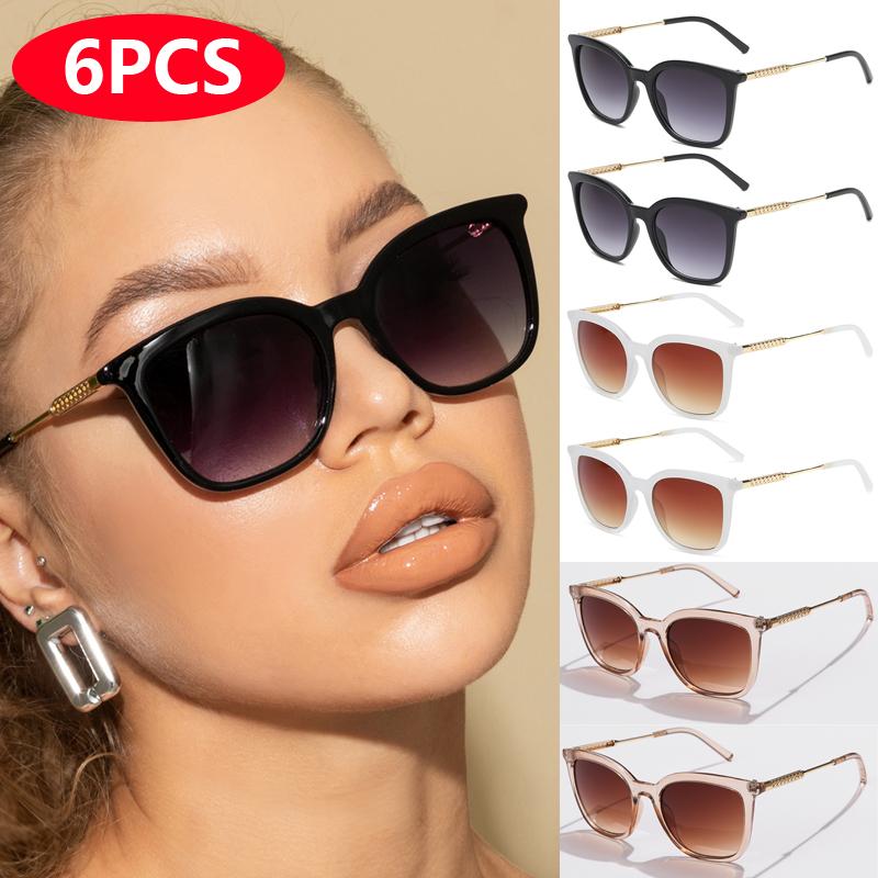 6pcs/3pcs Classic Square Sunglasses Women Men Vintage Brand Style Eyeglasses Alloy Frame Vintage Retro Stylish Style Shades Oculos Glasses de sol