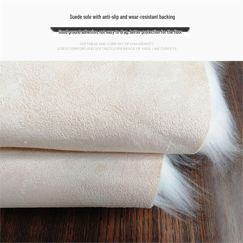 Large Rectangular White Plush Long-Pile Carpet for Living Room or Bedroom